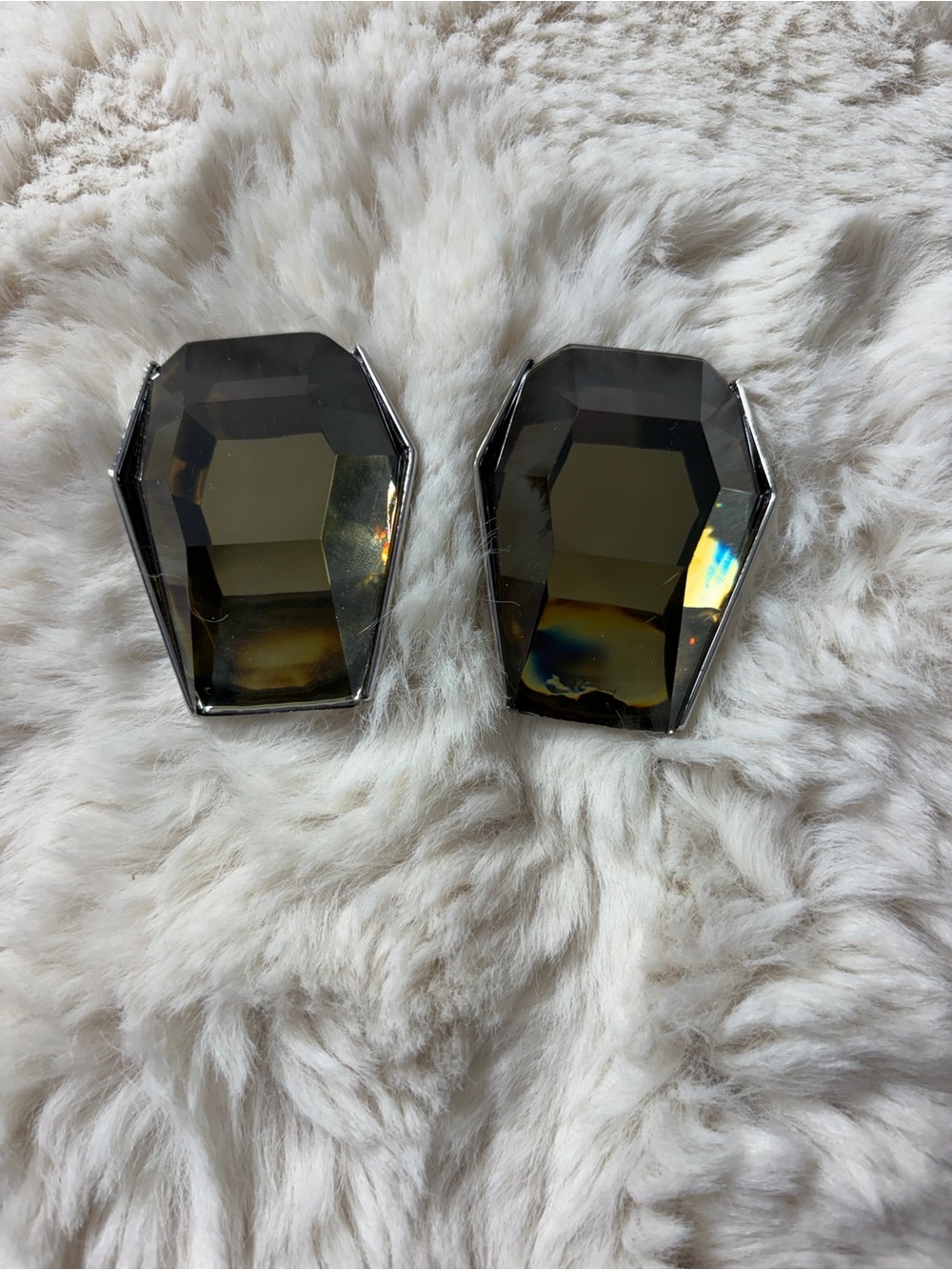 Smoky Brown Geometric Glass Accent Statement Earrings